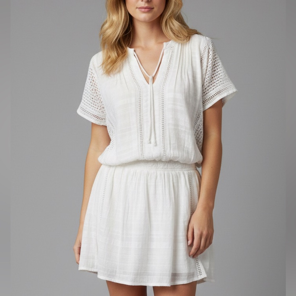 Free People Nomad Peasant Dress IVORY Sz S